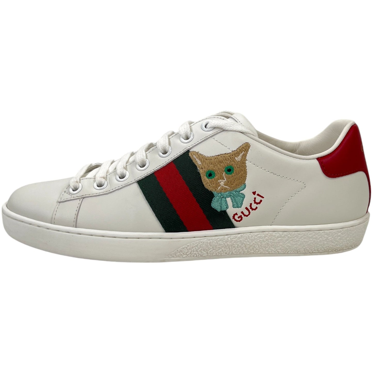 Women's Ace Embroidered Cat Low Trainers White Size EU 37 / UK 4