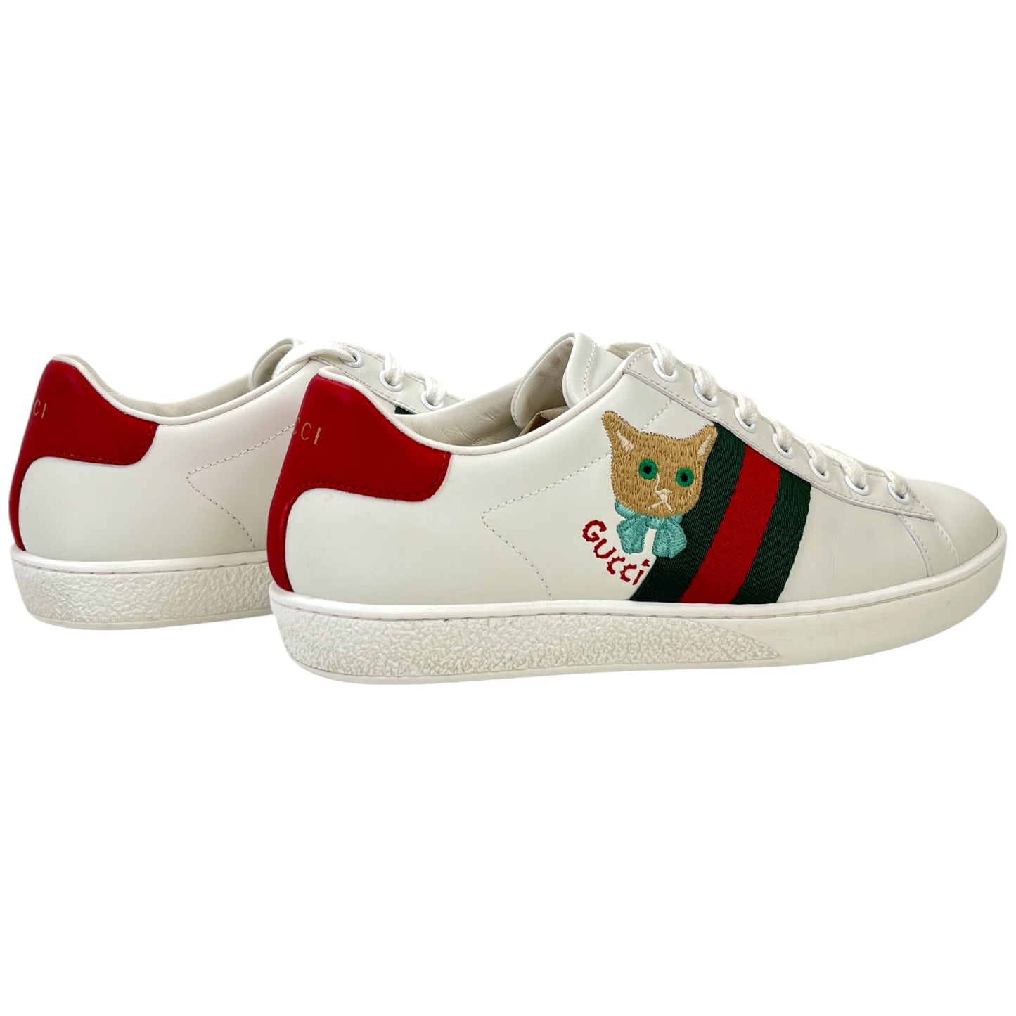 Women's Ace Embroidered Cat Low Trainers White Size EU 37 / UK 4