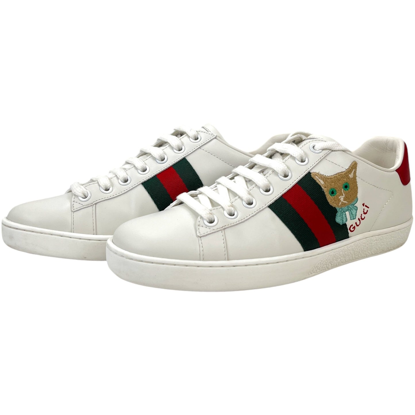 Women's Ace Embroidered Cat Low Trainers White Size EU 37 / UK 4