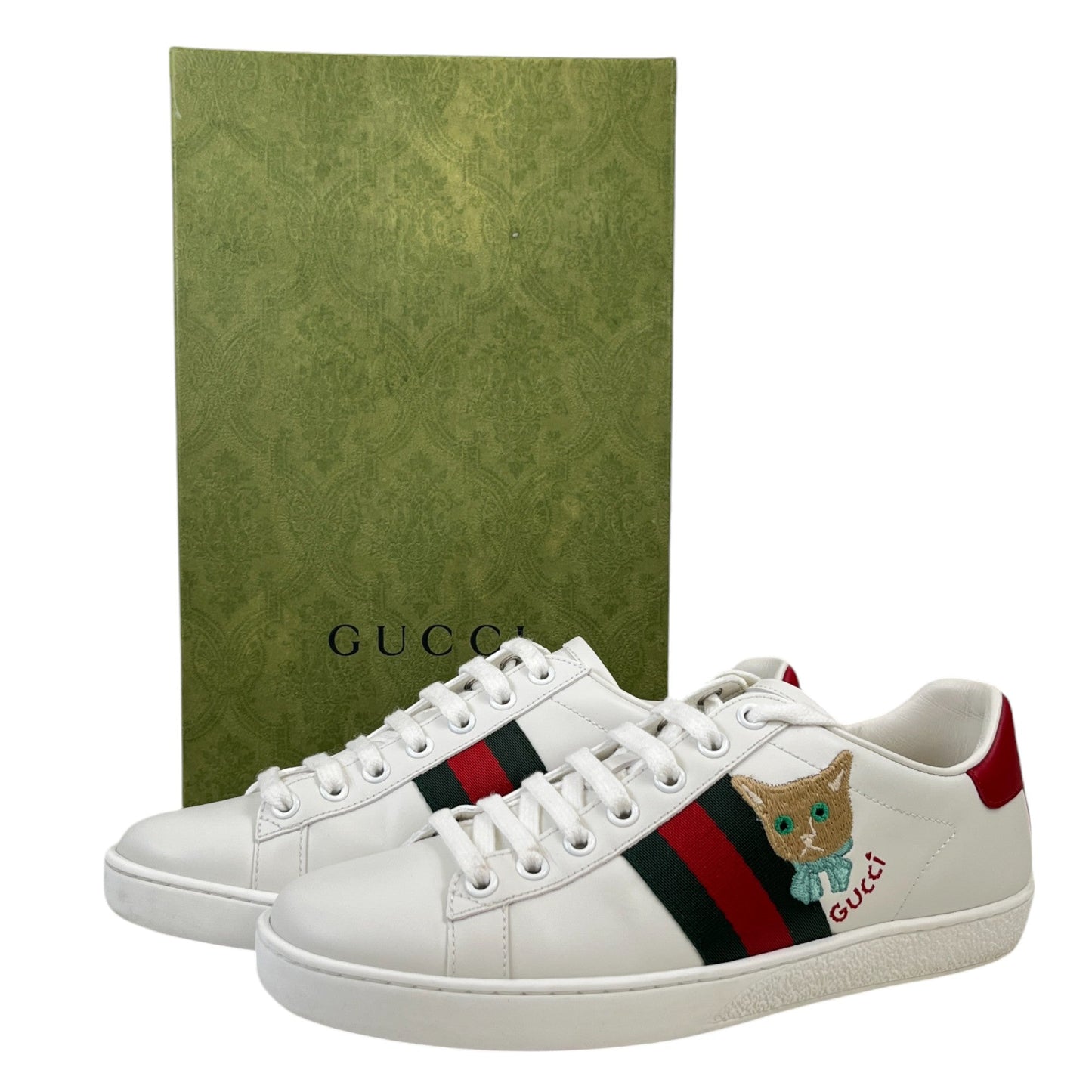 Women's Ace Embroidered Cat Low Trainers White Size EU 37 / UK 4