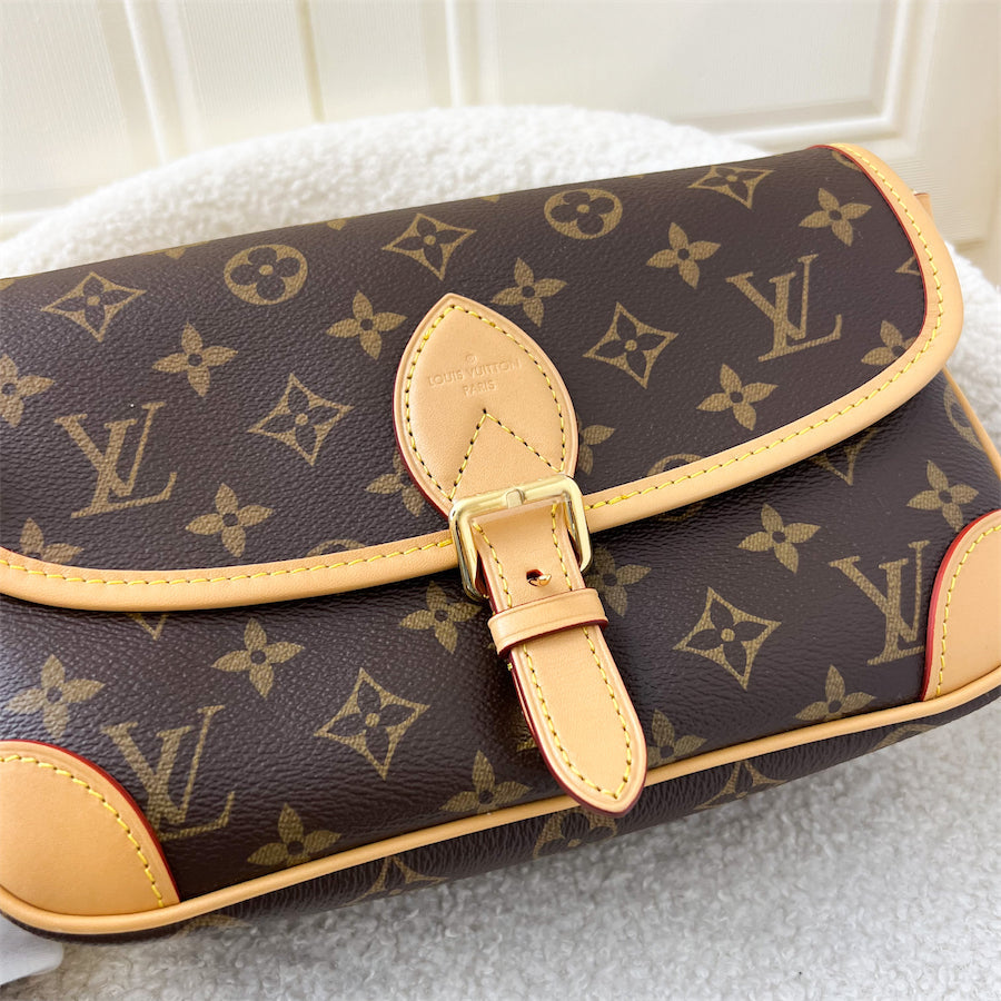LV Diane in Monogram Canvas GHW with Fuchsia Pink Strap