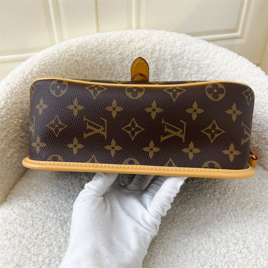 LV Diane in Monogram Canvas GHW with Fuchsia Pink Strap