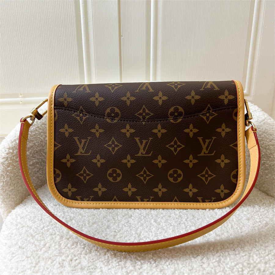 LV Diane in Monogram Canvas GHW with Fuchsia Pink Strap