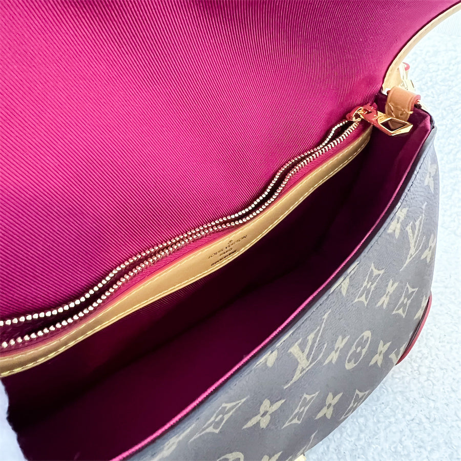 LV Diane in Monogram Canvas GHW with Fuchsia Pink Strap
