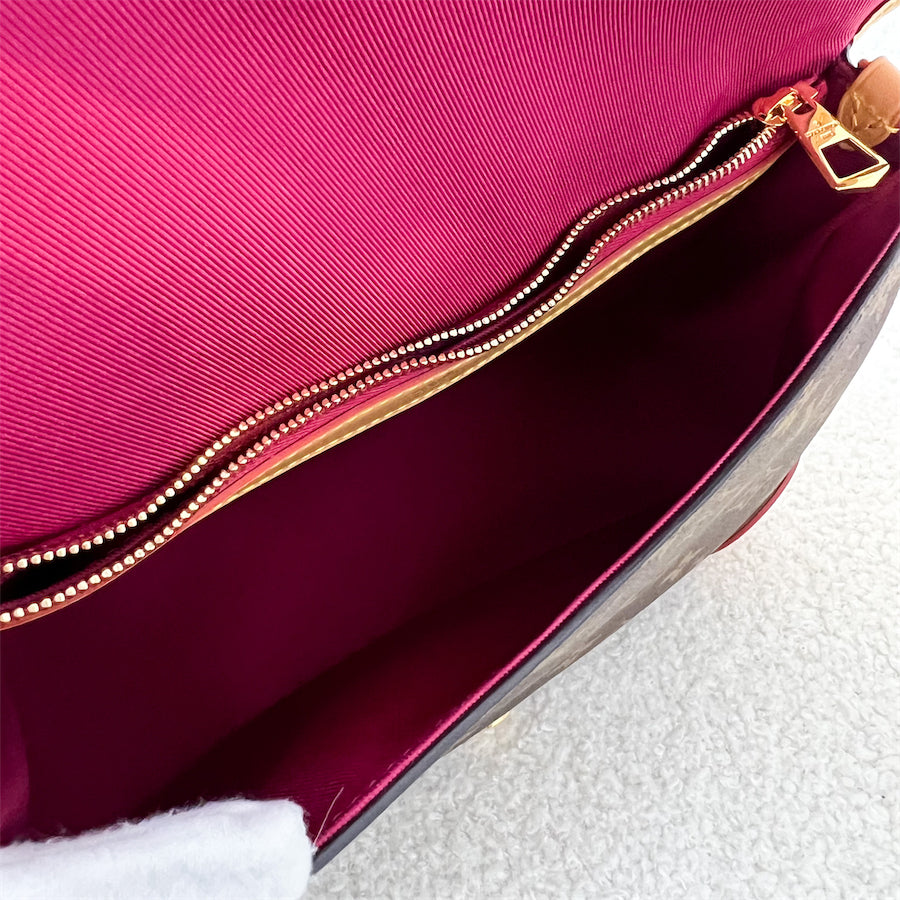 LV Diane in Monogram Canvas GHW with Fuchsia Pink Strap