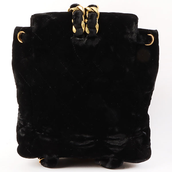 Chanel Around 1992 Made Double Turn-Lock Velvet Mini Backpack Black