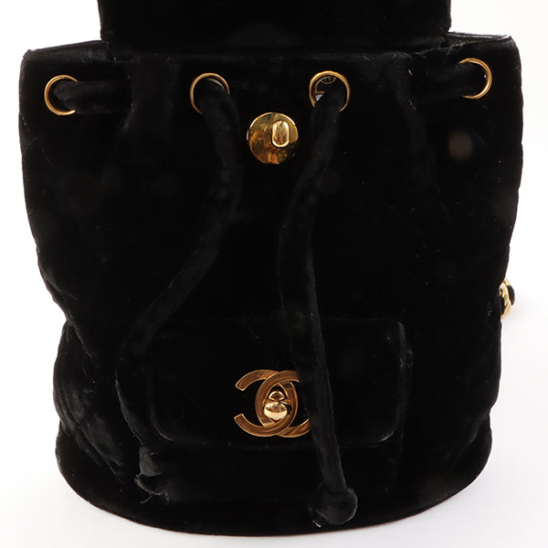 Chanel Around 1992 Made Double Turn-Lock Velvet Mini Backpack Black