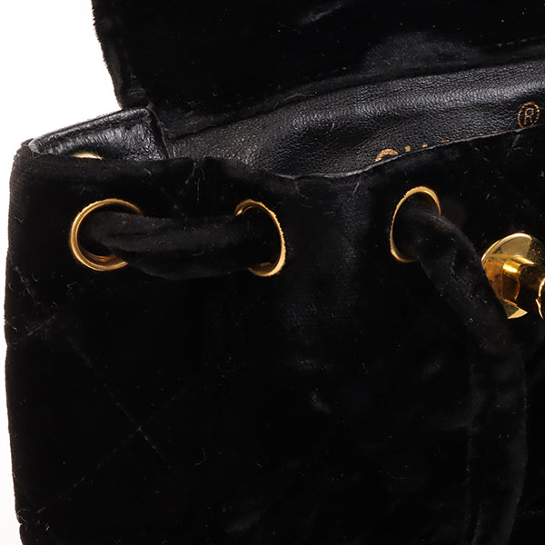 Chanel Around 1992 Made Double Turn-Lock Velvet Mini Backpack Black