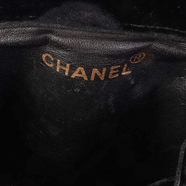 Chanel Around 1992 Made Double Turn-Lock Velvet Mini Backpack Black