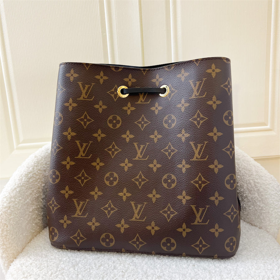 LV Neonoe MM in Monogram Canvas, Black Strap and GHW
