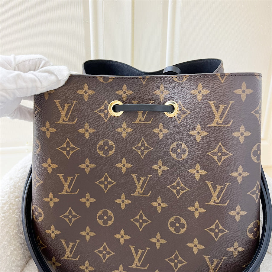 LV Neonoe MM in Monogram Canvas, Black Strap and GHW