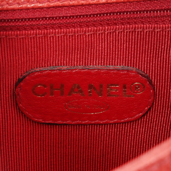 Chanel Around 1995 Made Caviar Skin Cc Mark Plate Backpack Red