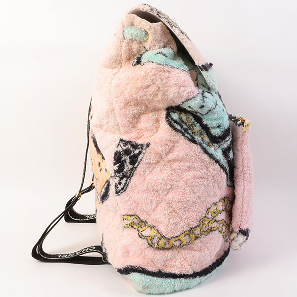 Chanel Around 1992 Made Pile Multi Print Backpack Baby Pink/ Multi