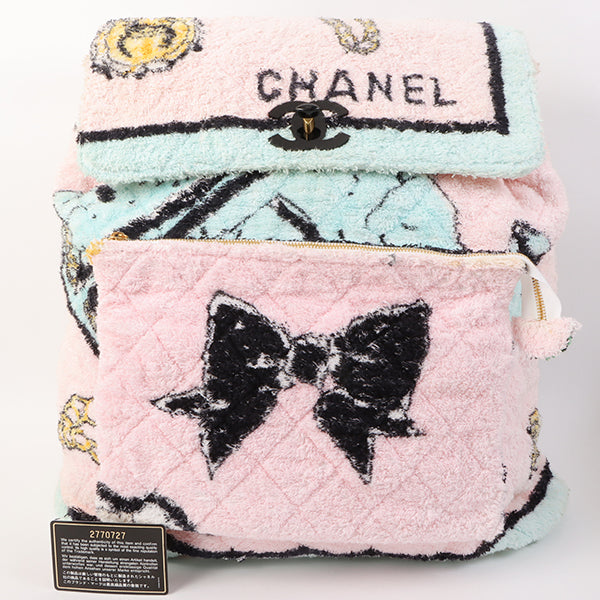 Chanel Around 1992 Made Pile Multi Print Backpack Baby Pink/ Multi