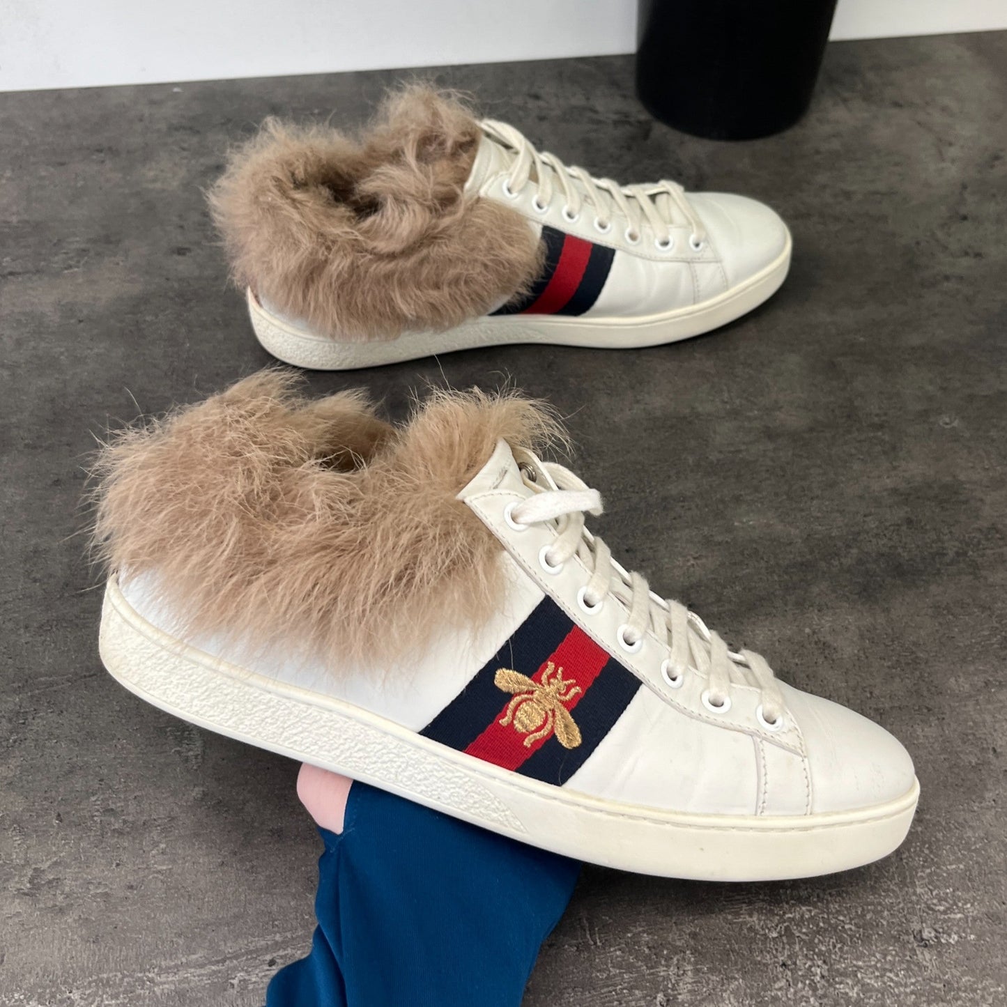 Women's Ace Fur Low Trainers White Size EU 38 / UK 5