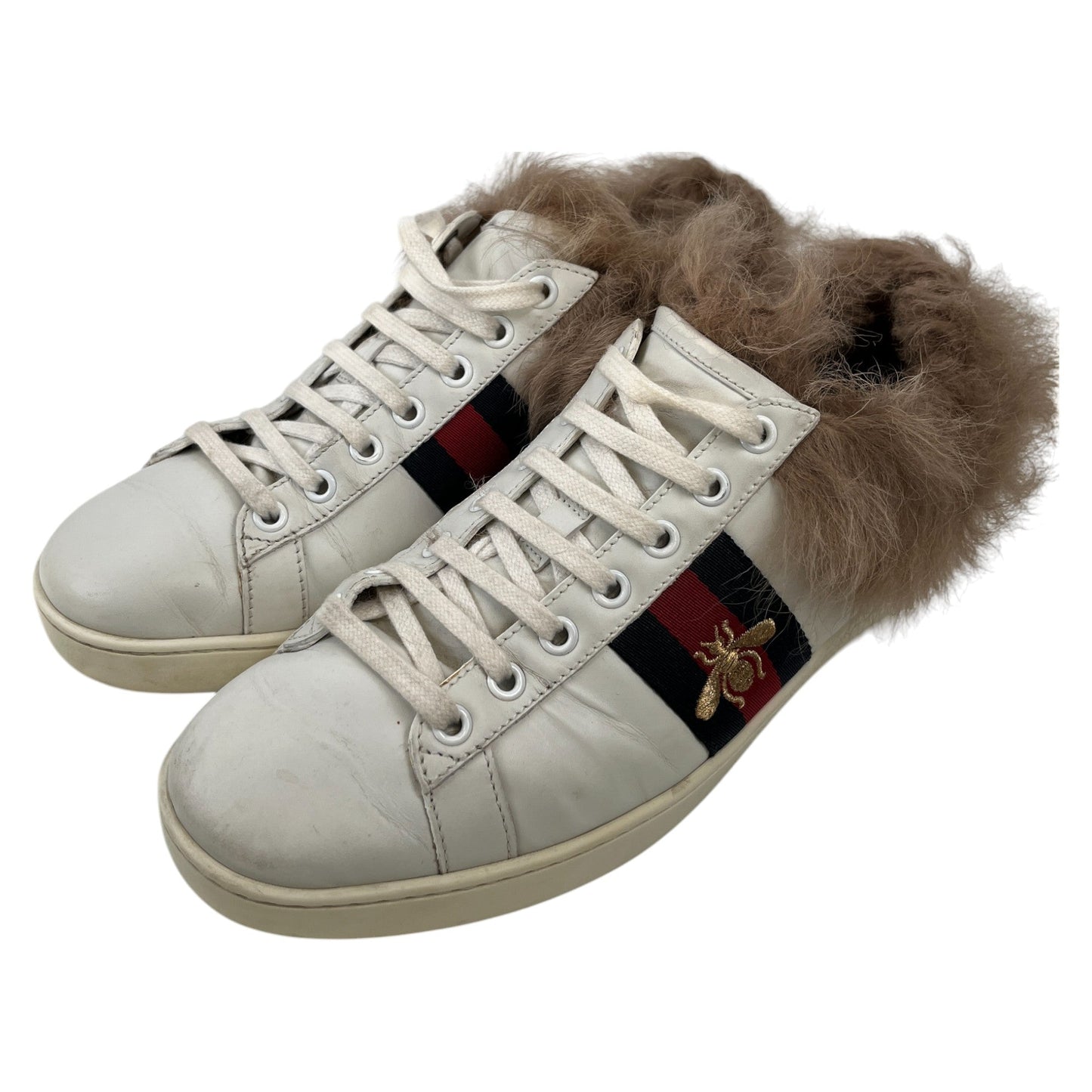 Women's Ace Fur Low Trainers White Size EU 38 / UK 5