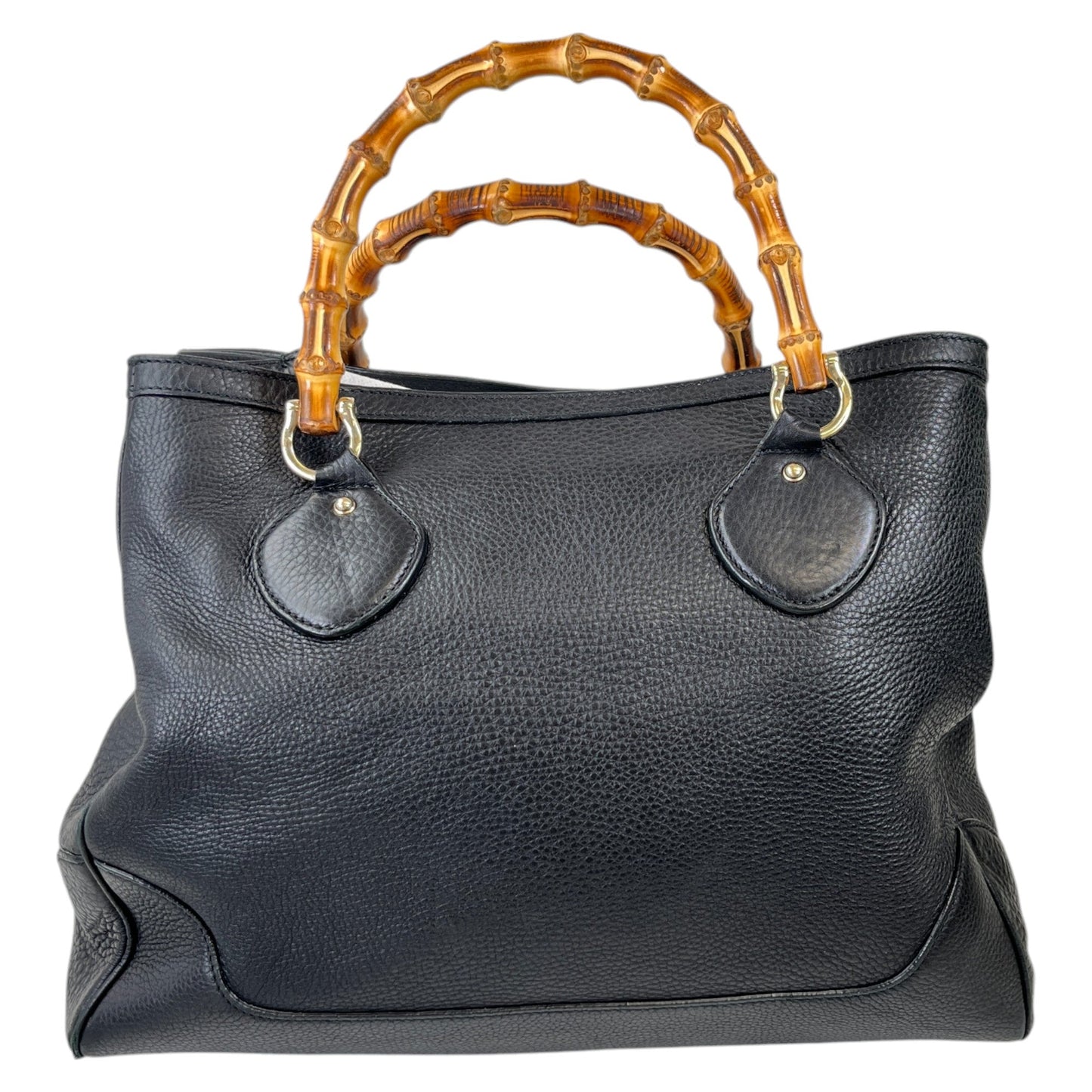 Women's Bamboo Top Handle Handbag Black