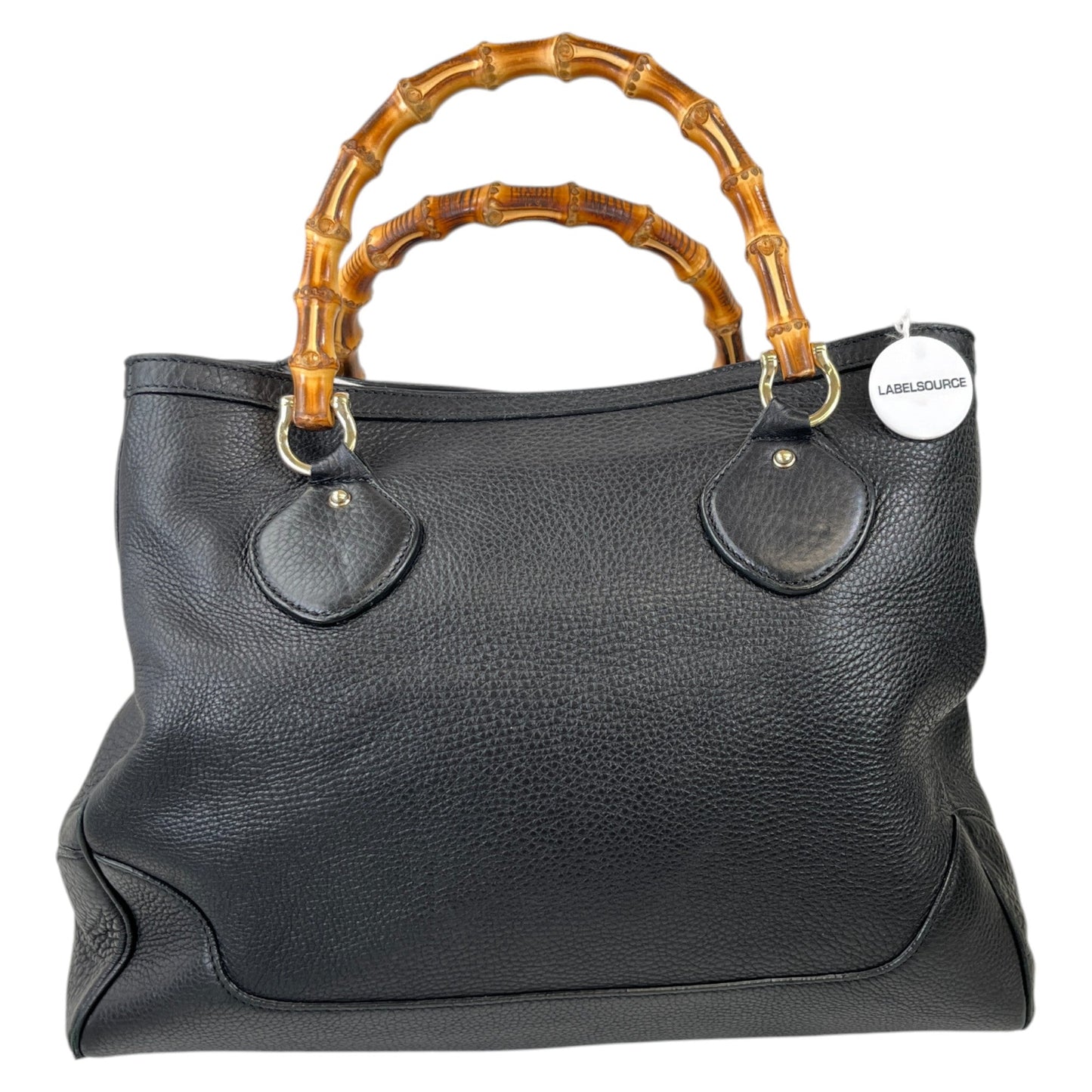 Women's Bamboo Top Handle Handbag Black