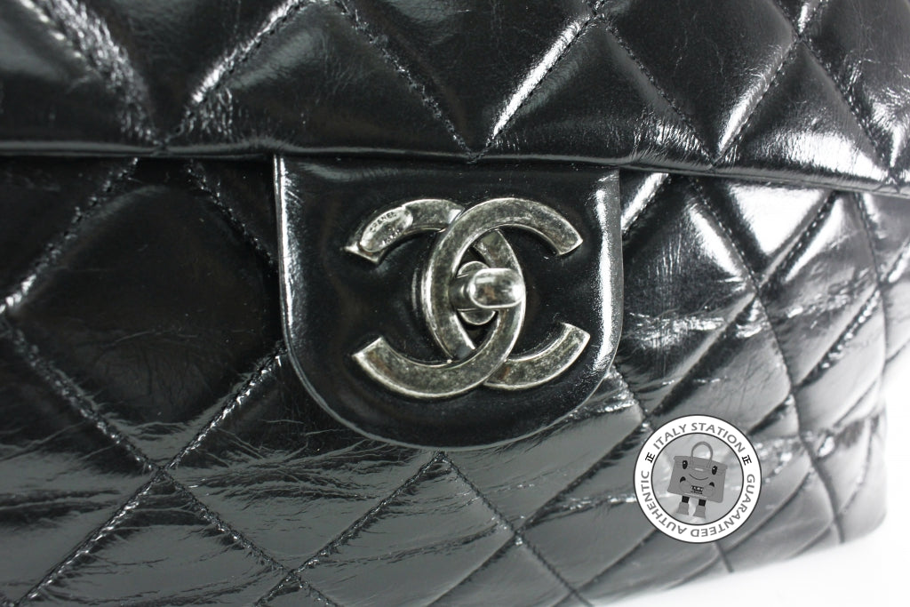 Chanel Vintage CC Shopping Black Leather Shoulder Bags Sbhw