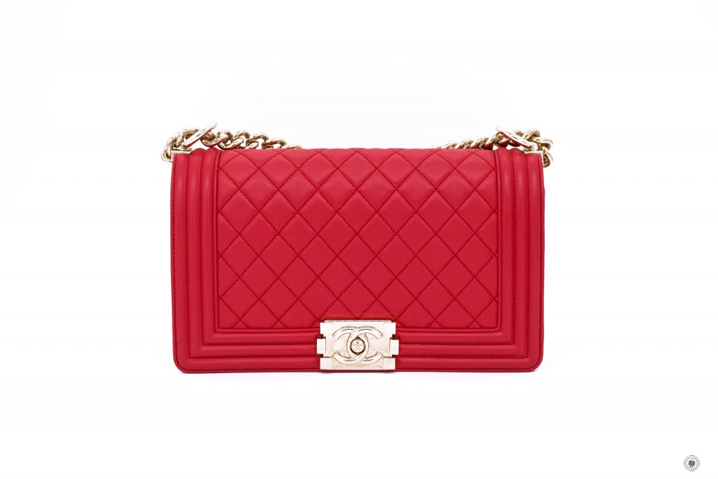 Chanel A67086 Boy Red Calfskin 25 Shoulder Bags Ghw