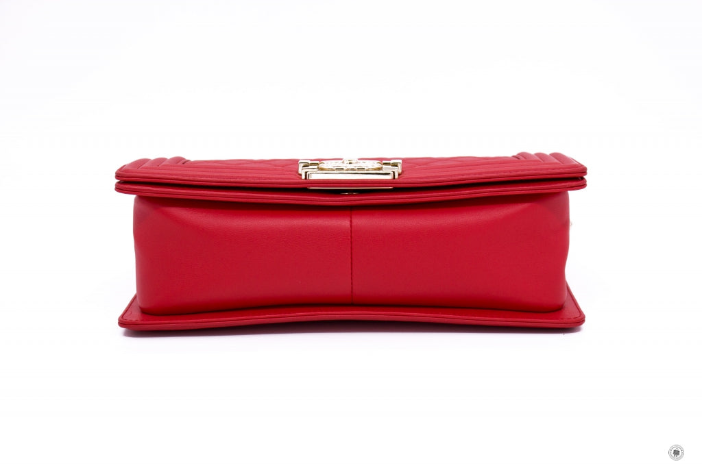 Chanel A67086 Boy Red Calfskin 25 Shoulder Bags Ghw