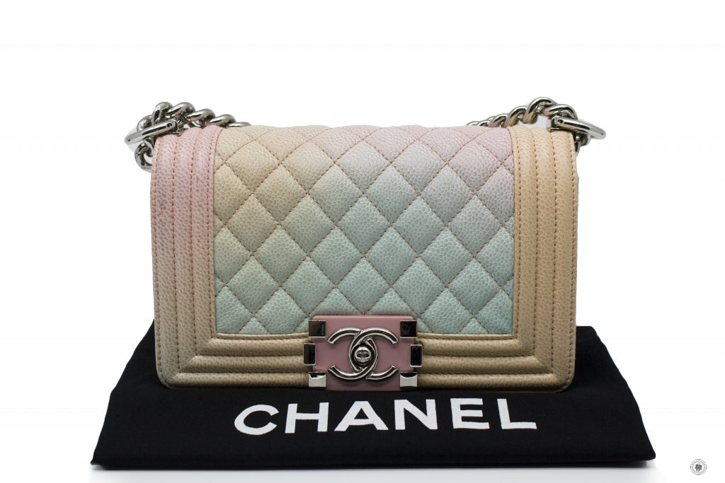 Chanel Limited Edition Rainbow Small Boy Bag Rainbow Caviar Shoulder Bags Shw