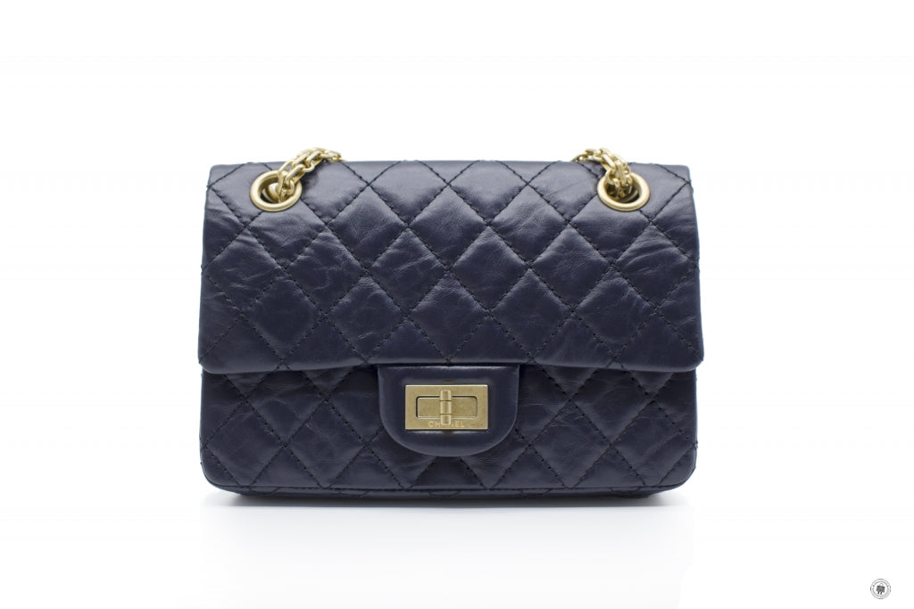 Chanel AS0874 Y0463 Mini 2.55 Navy / 4N7384 Calfskin Small Shoulder Bags Gbhw