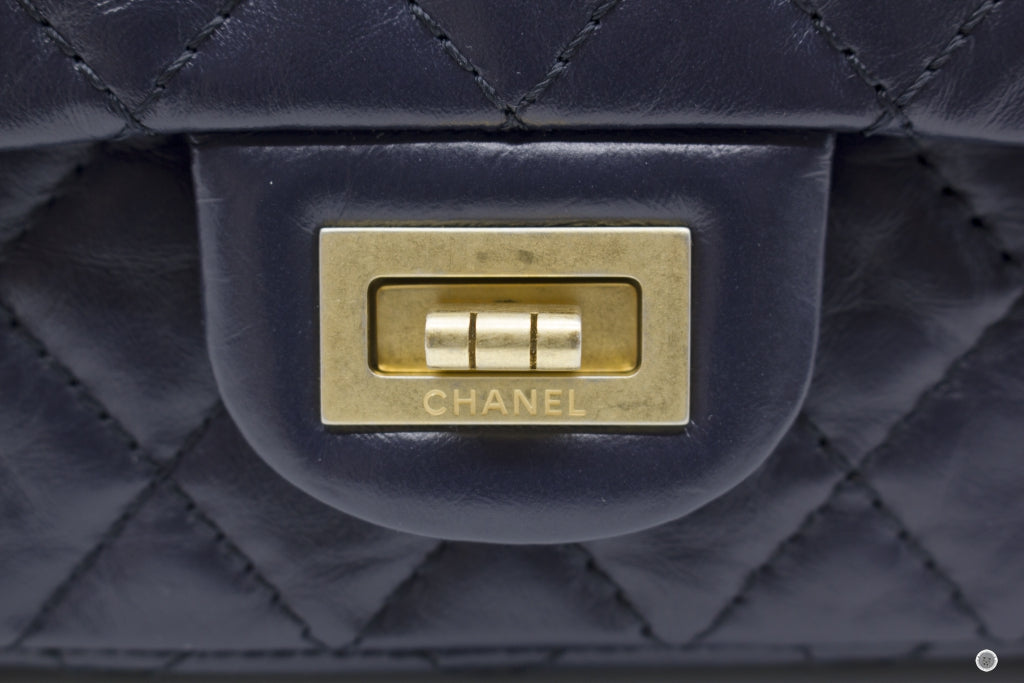 Chanel AS0874 Y0463 Mini 2.55 Navy / 4N7384 Calfskin Small Shoulder Bags Gbhw