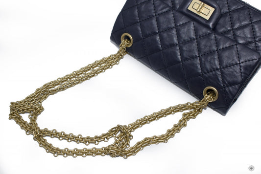 Chanel AS0874 Y0463 Mini 2.55 Navy / 4N7384 Calfskin Small Shoulder Bags Gbhw