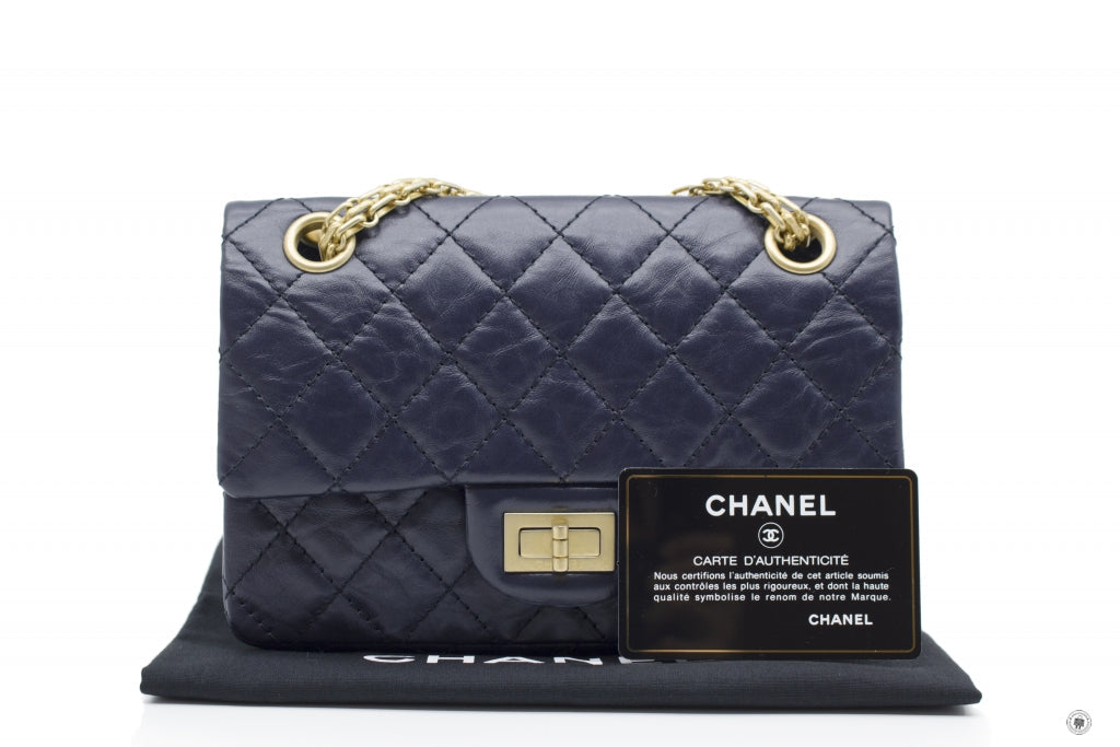 Chanel AS0874 Y0463 Mini 2.55 Navy / 4N7384 Calfskin Small Shoulder Bags Gbhw