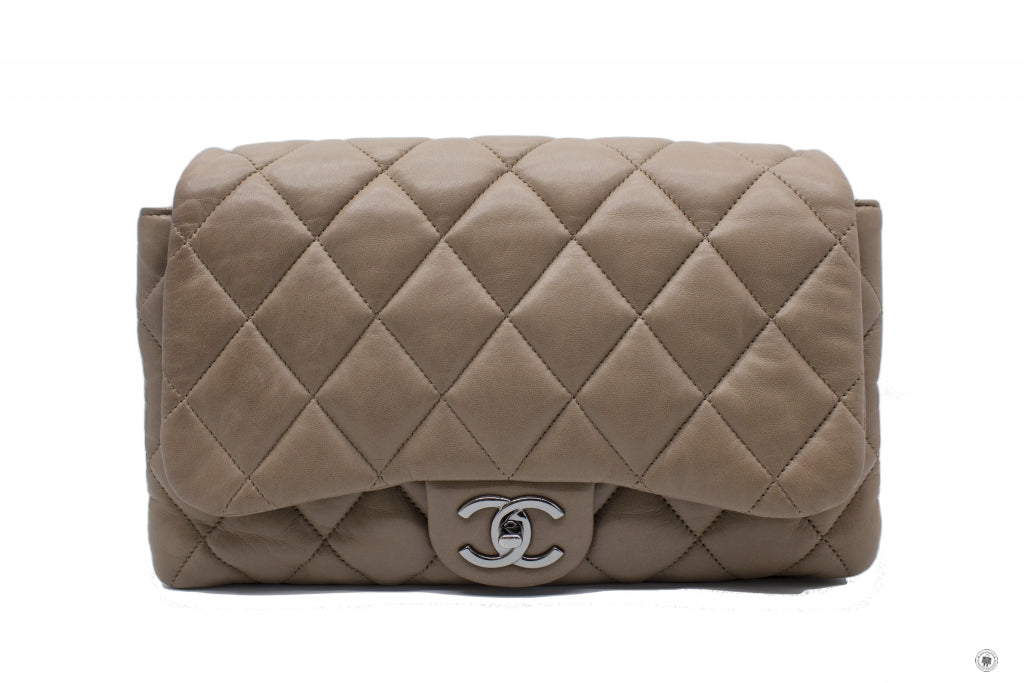 Chanel A48634 Y04639 Quilted Flap  Taupe / 81344 Lambskin Shoulder Bags Shw