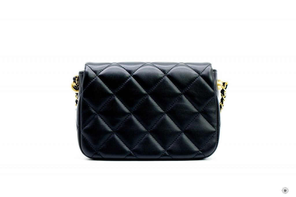 Chanel AS2855B06895 Mini Flap Bag With Pearl Chain Version Black / 94305 Calfskin 19CM Shoulder Bags Gbhw