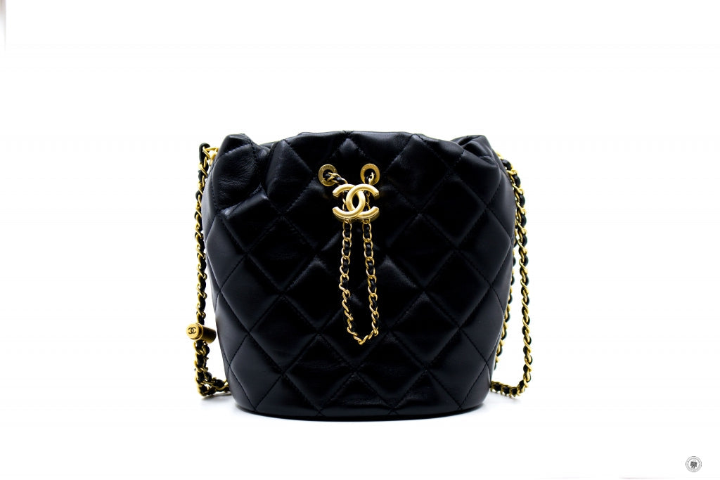 Chanel AS2859B06895 Bucket Bag With Imitation Pearls Black / 94305 Lambskin Shoulder Bags Gbhw