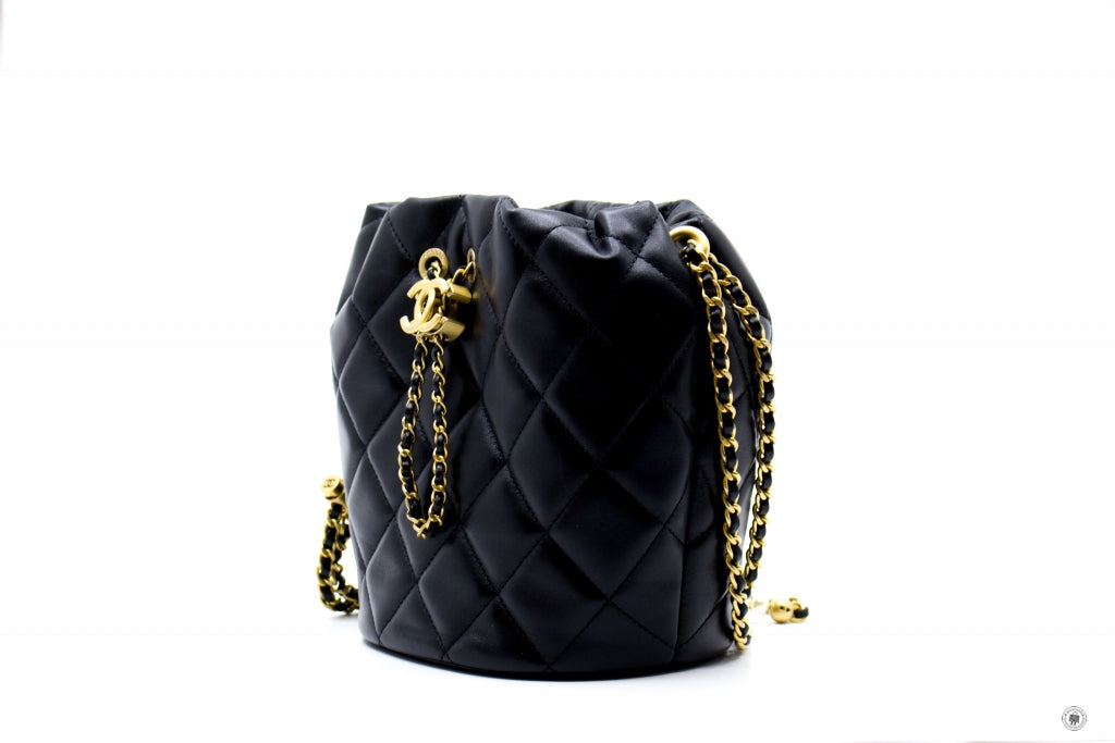 Chanel AS2859B06895 Bucket Bag With Imitation Pearls Black / 94305 Lambskin Shoulder Bags Gbhw