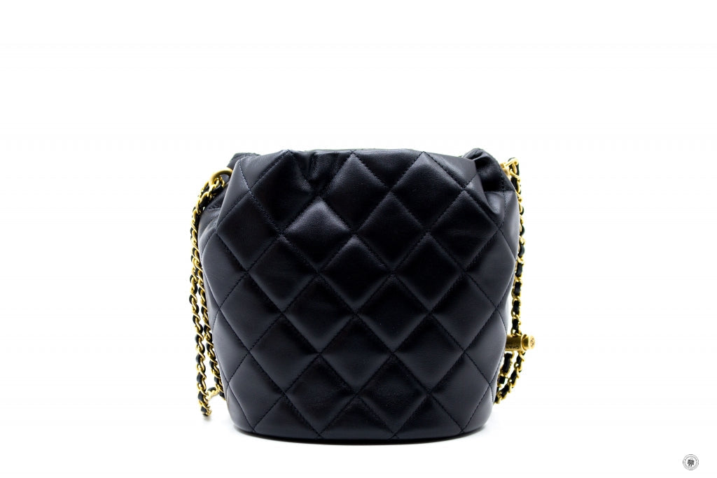 Chanel AS2859B06895 Bucket Bag With Imitation Pearls Black / 94305 Lambskin Shoulder Bags Gbhw