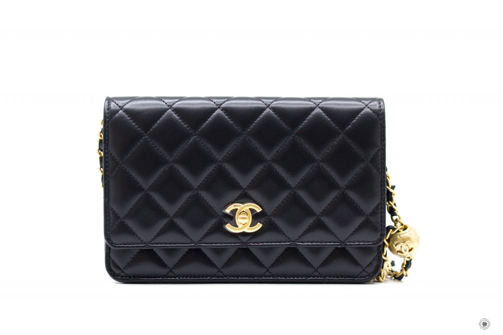 Chanel AP1450B02916 Wallet ON Chain WOC With Golden Pearl Crush Black / 94305 Lambskin Shoulder Bags Ghw