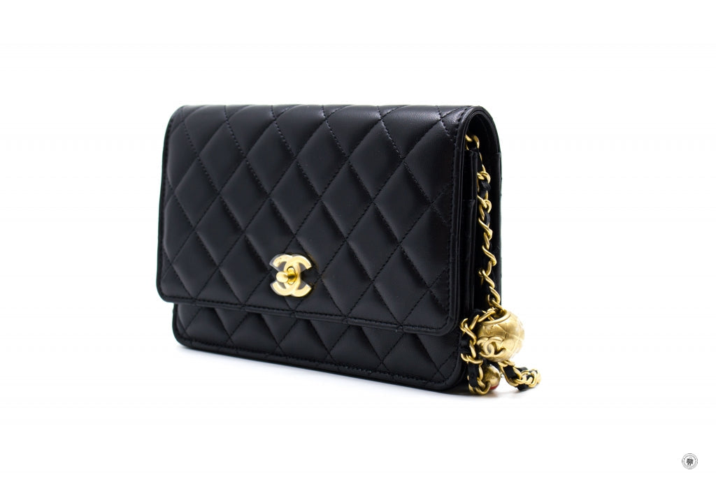 Chanel AP1450B02916 Wallet ON Chain WOC With Golden Pearl Crush Black / 94305 Lambskin Shoulder Bags Ghw