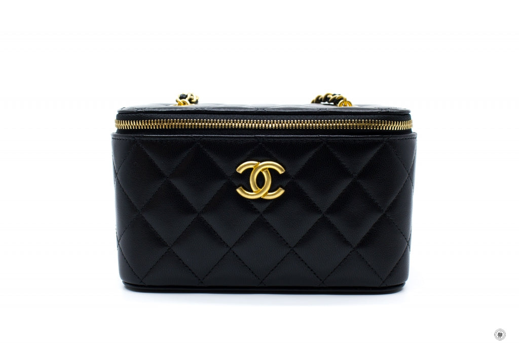 Chanel AP2550B07242 Vanity With Gold And Silver Chain Black / 94305 Lambskin Shoulder Bags Shw