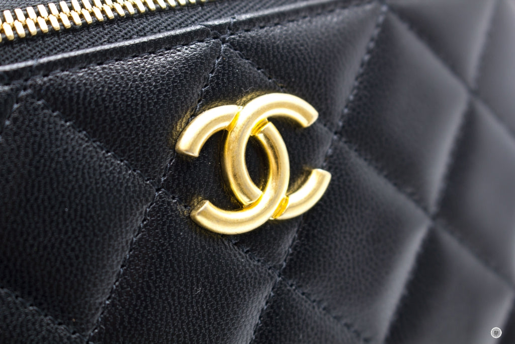 Chanel AP2550B07242 Vanity With Gold And Silver Chain Black / 94305 Lambskin Shoulder Bags Shw