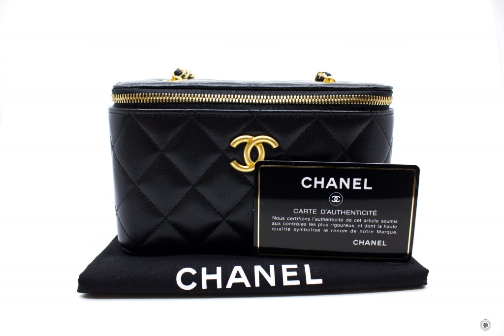 Chanel AP2550B07242 Vanity With Gold And Silver Chain Black / 94305 Lambskin Shoulder Bags Shw