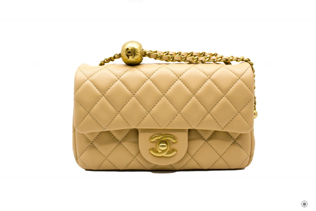 Chanel AS1787B0291 Classic CC Flap  Beige / NG121 Lambskin Shoulder Bags Gbhw