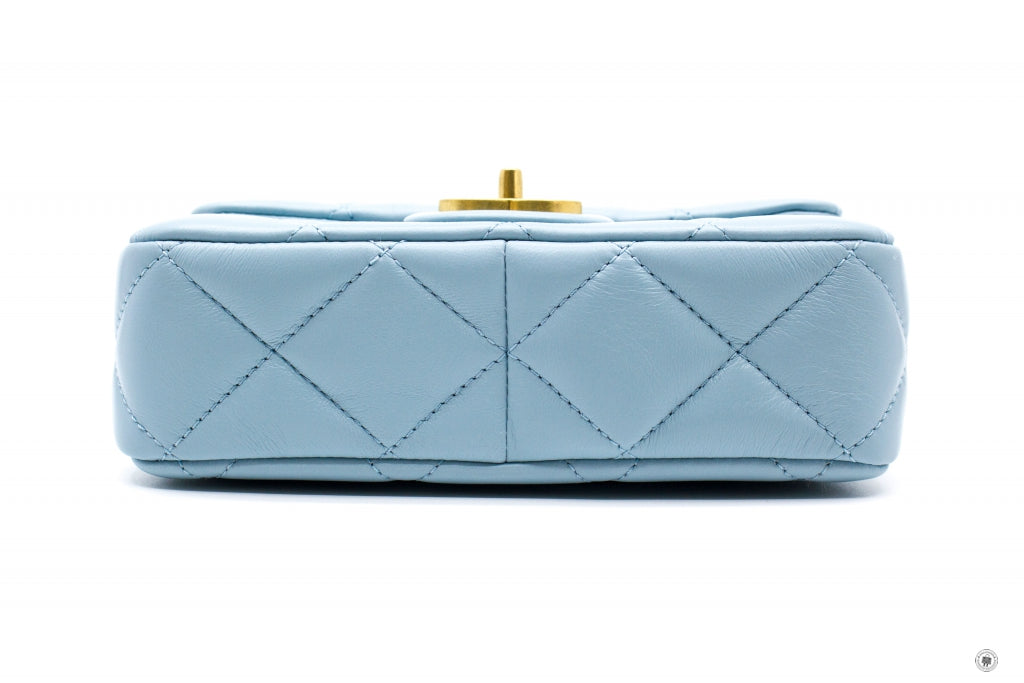 Chanel AS3113B07634 Mini Flap Bag With Enamel And Gold Tone Metal  Baby Blue / NG752 Calfskin Shoulder Bags Gbhw