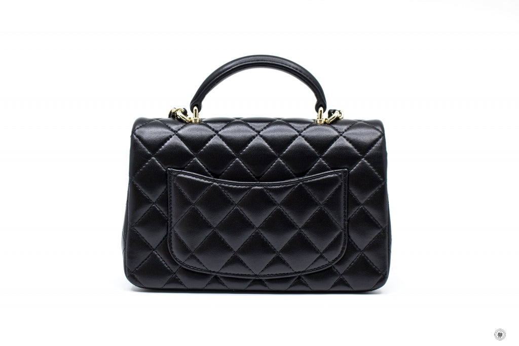 Chanel AS2431B06660 Mini Flap Bag With Top Handle Black / 94305 Lambskin Shoulder Bags Ghw