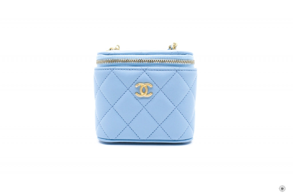 Chanel AP1447B08034 Small Vanity With Chain Crush Light Blue / NH626 Lambskin Shoulder Bags Gbhw