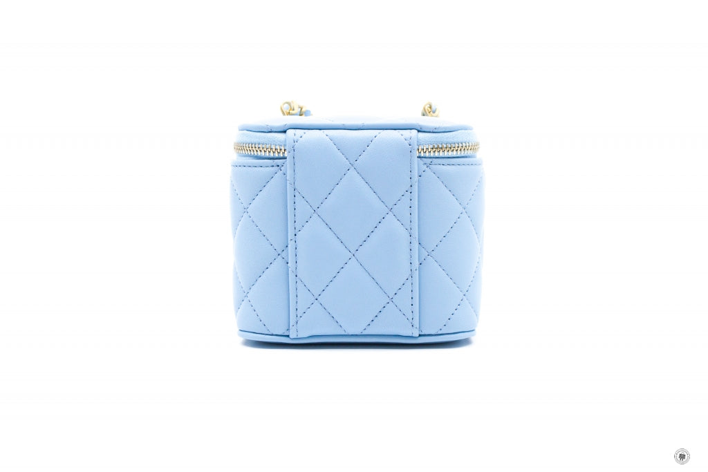 Chanel AP1447B08034 Small Vanity With Chain Crush Light Blue / NH626 Lambskin Shoulder Bags Gbhw