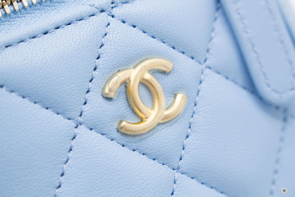 Chanel AP1447B08034 Small Vanity With Chain Crush Light Blue / NH626 Lambskin Shoulder Bags Gbhw