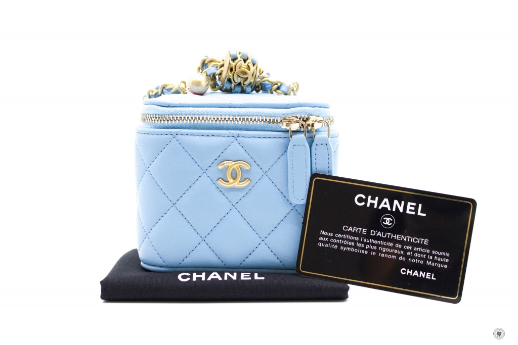 Chanel AP1447B08034 Small Vanity With Chain Crush Light Blue / NH626 Lambskin Shoulder Bags Gbhw