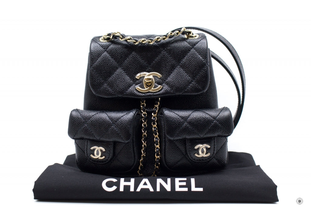 Chanel AS3787 B10184 94305 Small Backpack Black / 94305 Calfskin Shoulder Bags Ghw