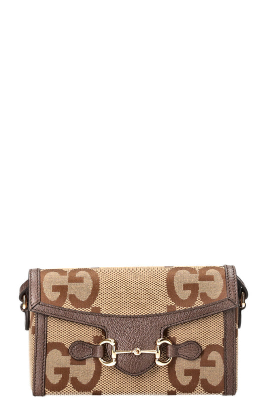 GUCCI Horsebit Crossbody Bag Giant GG Canvas