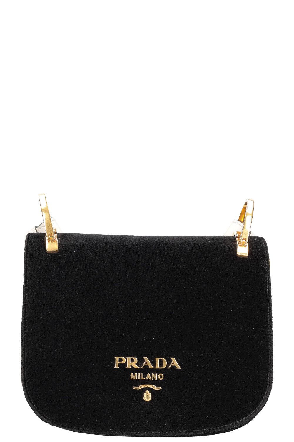 PRADA Pionniere Shoulder Bag Velvet & Leather Black & White